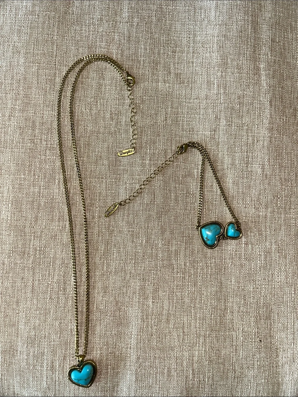 Wrangler Gold-Tone Necklace and Bracelet Set with Turquoise Heart Pendants